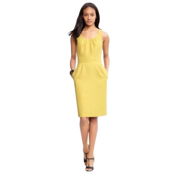 Banana Republic Dresses & Skirts - Banana Republic Chartreuse Jacquard Cocktail Sheath Dress Sleeveless Sz 0